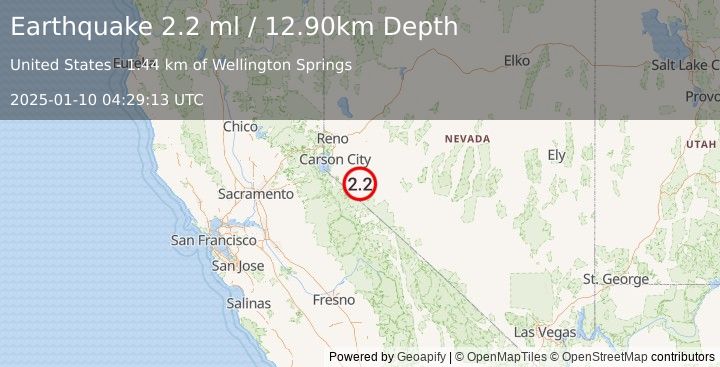 Earthquake NEVADA (2.2 ml) (2025-01-10 04:29:13 UTC)