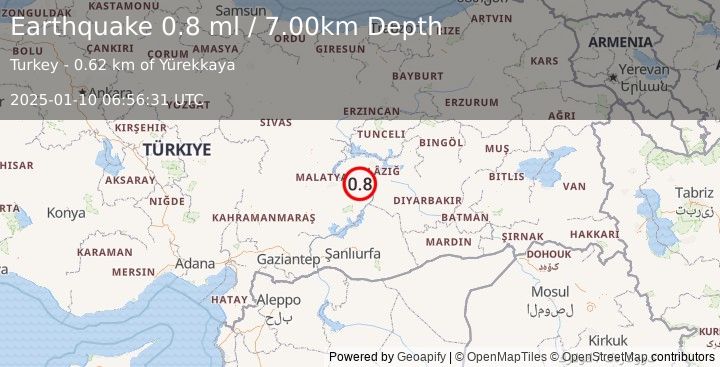 Earthquake EASTERN TURKEY (0.8 ml) (2025-01-10 06:56:31 UTC)