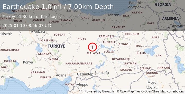 Earthquake EASTERN TURKEY (1.0 ml) (2025-01-10 08:56:07 UTC)