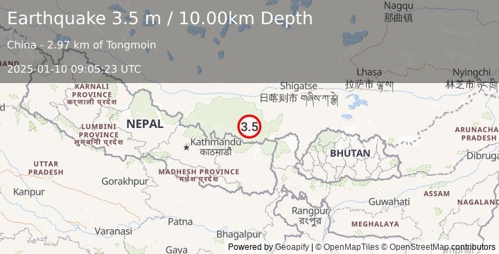 Earthquake WESTERN XIZANG (3.5 m) (2025-01-10 09:05:23 UTC)