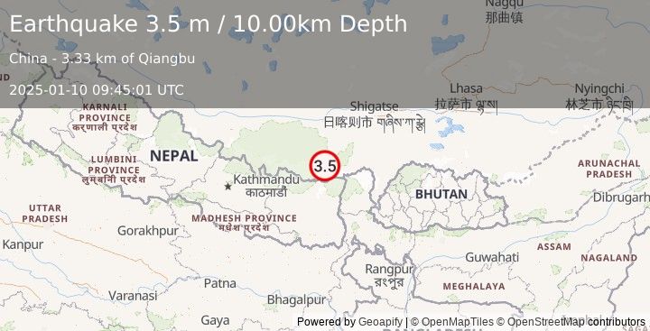 Earthquake WESTERN XIZANG (3.5 m) (2025-01-10 09:45:01 UTC)