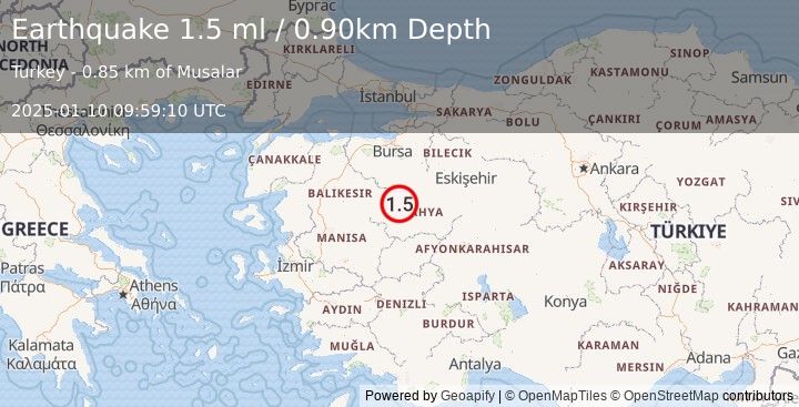 Earthquake WESTERN TURKEY (1.5 ml) (2025-01-10 09:59:10 UTC)