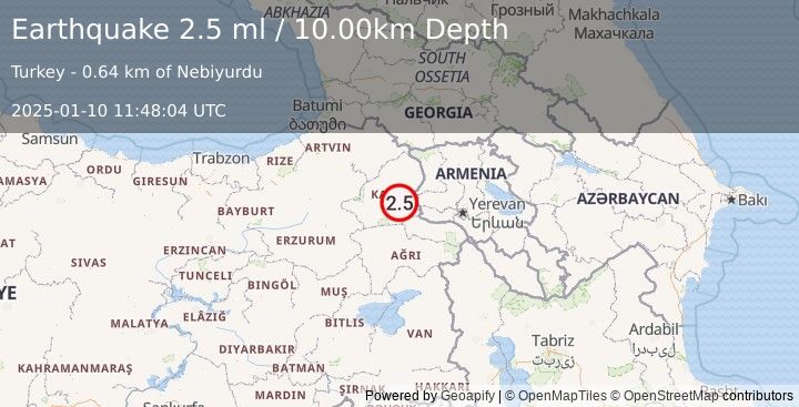 Earthquake EASTERN TURKEY (2.5 ml) (2025-01-10 11:48:02 UTC)