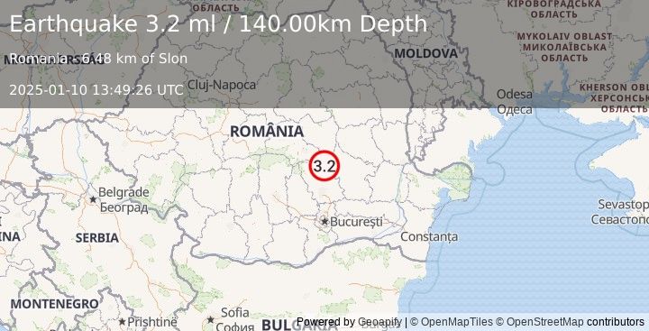 Earthquake ROMANIA (3.2 ml) (2025-01-10 13:49:26 UTC)