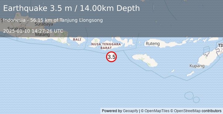 Earthquake SUMBAWA REGION, INDONESIA (3.5 m) (2025-01-10 14:27:26 UTC)