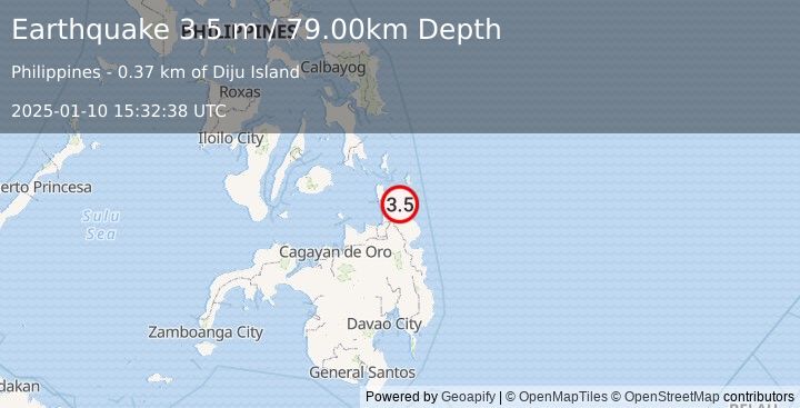 Earthquake MINDANAO, PHILIPPINES (3.5 m) (2025-01-10 15:32:38 UTC)