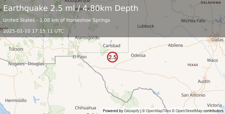 Earthquake WESTERN TEXAS (2.5 ml) (2025-01-10 17:15:11 UTC)