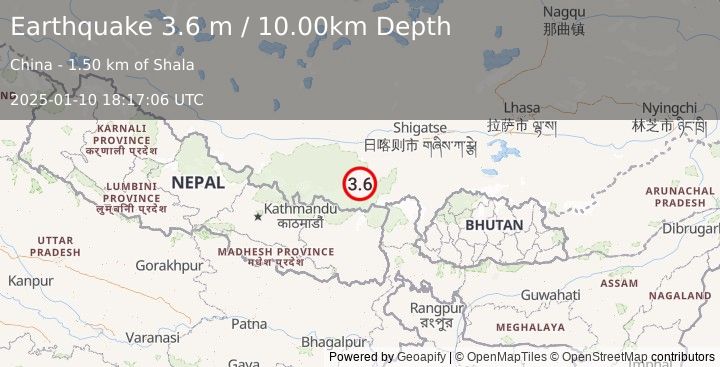 Earthquake WESTERN XIZANG (3.6 m) (2025-01-10 18:17:06 UTC)