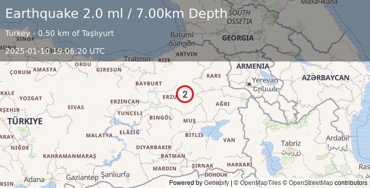 Earthquake EASTERN TURKEY (2.0 ml) (2025-01-10 19:06:20 UTC)