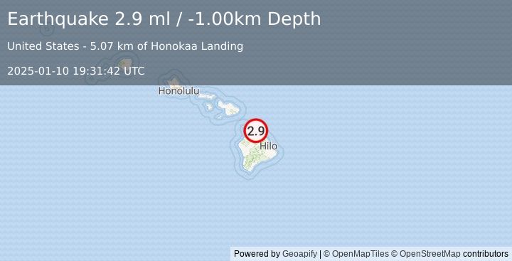 Earthquake HAWAII REGION, HAWAII (2.9 ml) (2025-01-10 19:31:42 UTC)