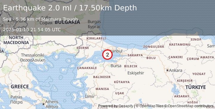 Earthquake WESTERN TURKEY (2.0 ml) (2025-01-10 21:54:05 UTC)