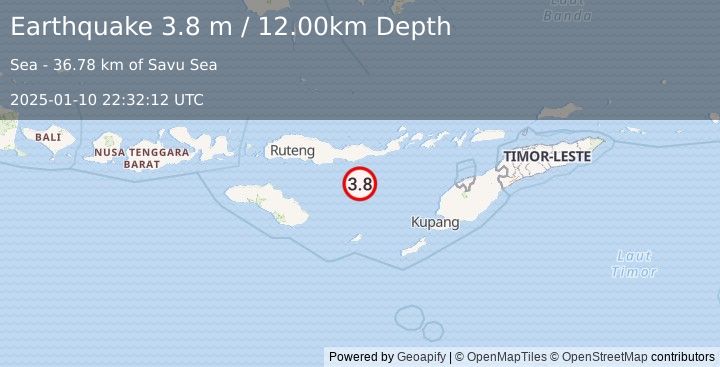 Earthquake SAVU SEA (3.8 m) (2025-01-10 22:32:12 UTC)