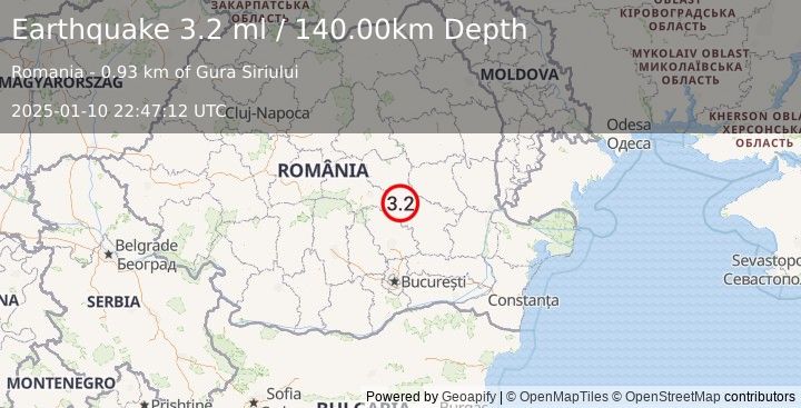 Earthquake ROMANIA (3.2 ml) (2025-01-10 22:47:12 UTC)