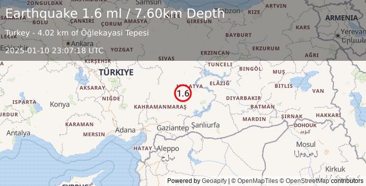 Earthquake CENTRAL TURKEY (1.6 ml) (2025-01-10 23:07:18 UTC)