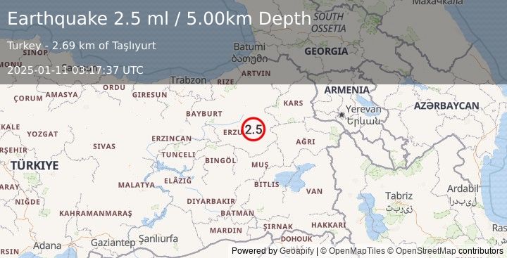 Earthquake EASTERN TURKEY (2.5 ml) (2025-01-11 03:17:37 UTC)