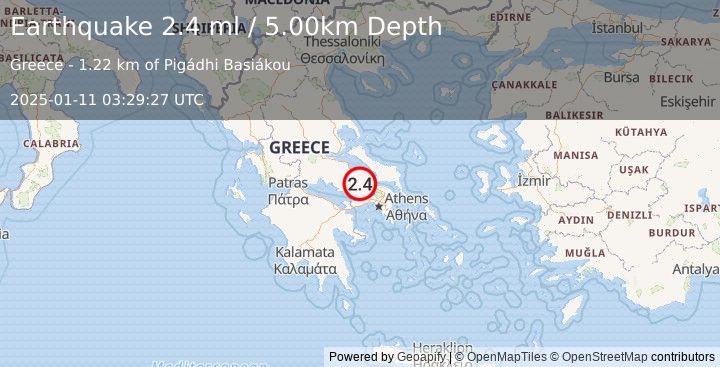 Earthquake GREECE (2.4 ml) (2025-01-11 03:29:27 UTC)