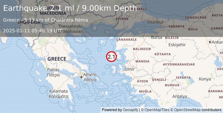 Earthquake AEGEAN SEA (2.1 ml) (2025-01-11 05:46:19 UTC)