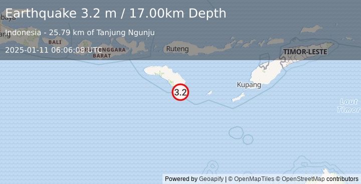 Earthquake SUMBA REGION, INDONESIA (3.2 m) (2025-01-11 06:06:08 UTC)