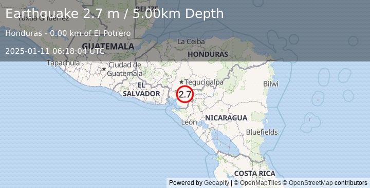 Earthquake HONDURAS (2.7 m) (2025-01-11 06:18:04 UTC)