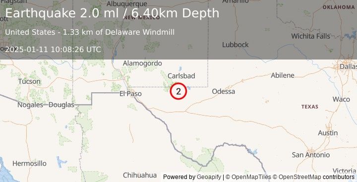 Earthquake WESTERN TEXAS (2.0 ml) (2025-01-11 10:08:26 UTC)