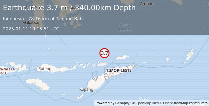 Earthquake BANDA SEA (3.7 m) (2025-01-11 10:15:51 UTC)