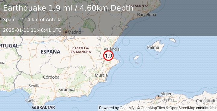 Earthquake SPAIN (1.6 ml) (2025-01-11 11:40:19 UTC)