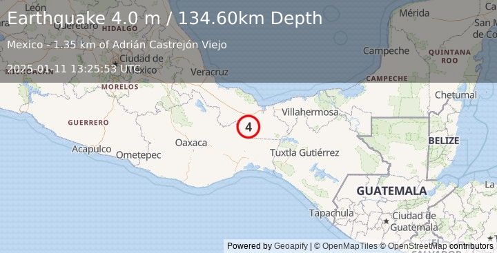 Earthquake VERACRUZ, MEXICO (4.0 m) (2025-01-11 13:25:53 UTC)