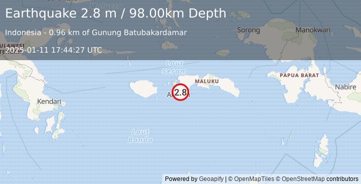 Earthquake SERAM, INDONESIA (2.8 m) (2025-01-11 17:44:27 UTC)