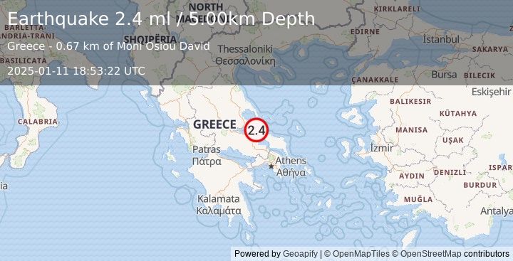 Earthquake GREECE (2.4 ml) (2025-01-11 18:53:22 UTC)