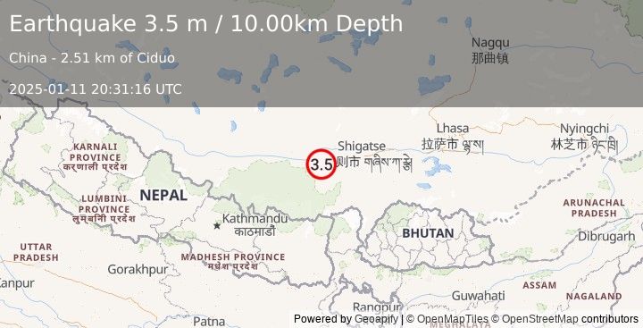 Earthquake WESTERN XIZANG (3.5 m) (2025-01-11 20:31:16 UTC)