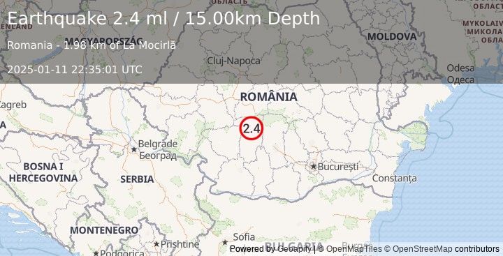 Earthquake ROMANIA (2.4 ml) (2025-01-11 22:35:01 UTC)