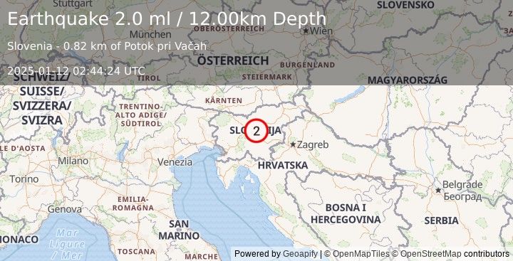 Earthquake SLOVENIA (2.0 ml) (2025-01-12 02:44:24 UTC)