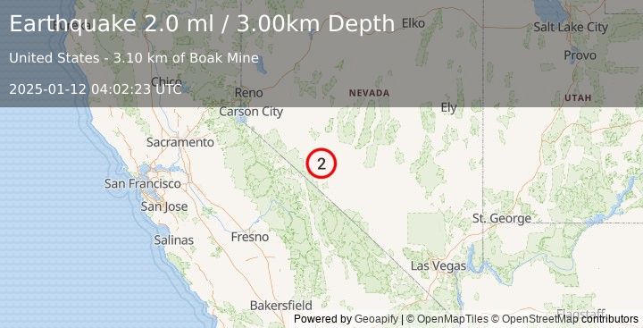 Earthquake NEVADA (2.0 ml) (2025-01-12 04:02:23 UTC)