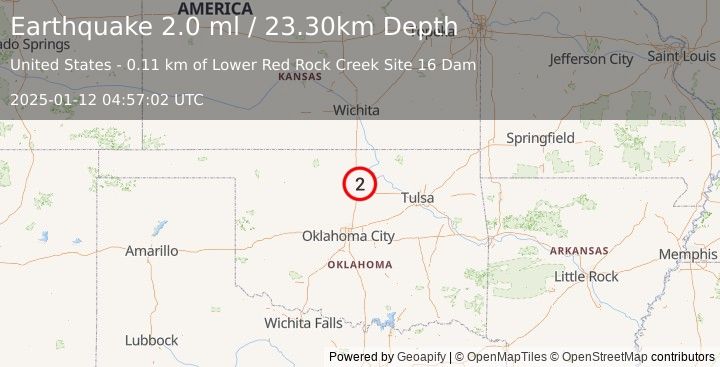 Earthquake OKLAHOMA (2.0 ml) (2025-01-12 04:57:02 UTC)