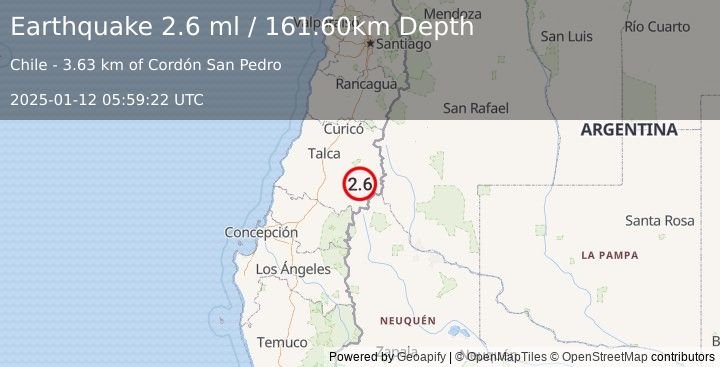 Earthquake MAULE, CHILE (2.6 ml) (2025-01-12 05:59:22 UTC)