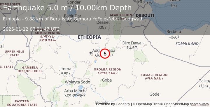 Earthquake ETHIOPIA (5.0 m) (2025-01-12 07:21:47 UTC)