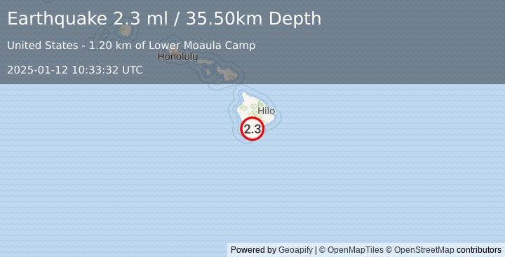 Earthquake ISLAND OF HAWAII, HAWAII (2.3 ml) (2025-01-12 10:33:32 UTC)