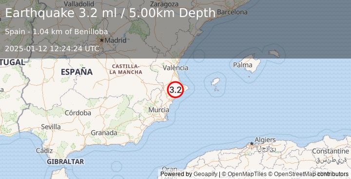 Earthquake SPAIN (3.2 ml) (2025-01-12 12:24:24 UTC)