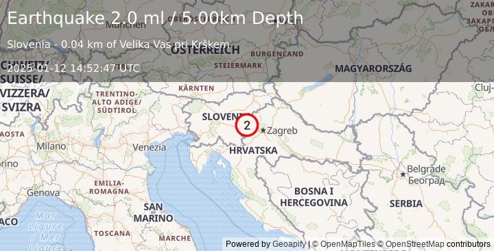 Earthquake SLOVENIA (2.0 ml) (2025-01-12 14:52:47 UTC)