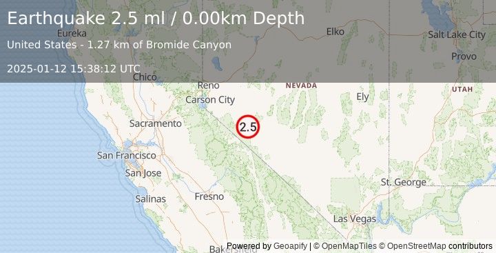 Earthquake NEVADA (2.5 ml) (2025-01-12 15:38:12 UTC)