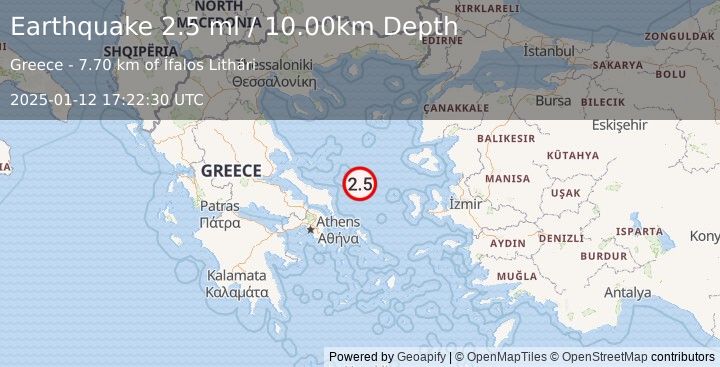 Earthquake AEGEAN SEA (2.5 ml) (2025-01-12 17:22:30 UTC)