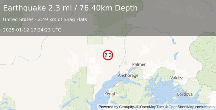 Earthquake SOUTHERN ALASKA (2.3 ml) (2025-01-12 17:24:23 UTC)