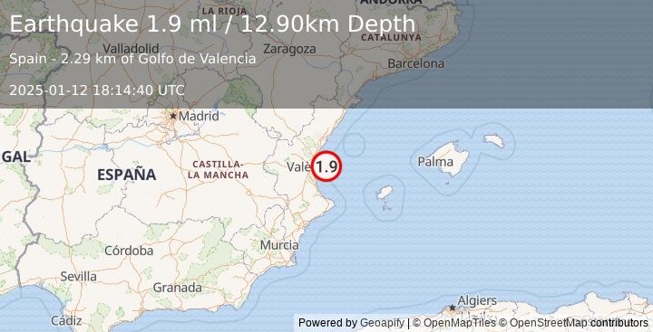 Earthquake SPAIN (1.9 ml) (2025-01-12 18:14:40 UTC)