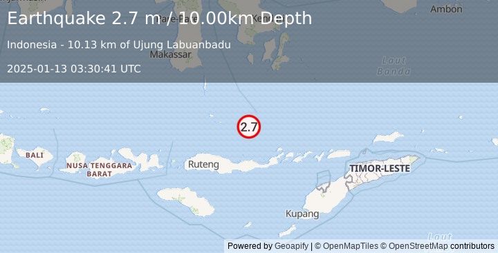 Earthquake FLORES SEA (2.7 m) (2025-01-13 03:30:41 UTC)