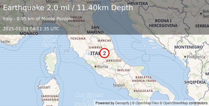 Earthquake CENTRAL ITALY (2.0 ml) (2025-01-13 04:11:35 UTC)