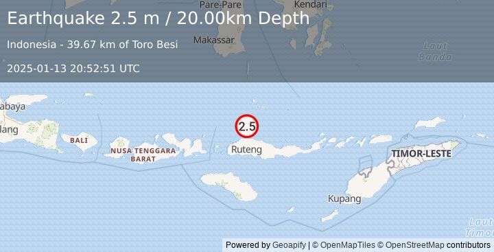 Earthquake FLORES SEA (2.5 m) (2025-01-13 20:52:51 UTC)