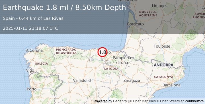 Earthquake SPAIN (1.8 ml) (2025-01-13 23:18:07 UTC)