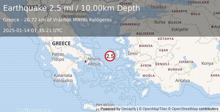 Earthquake AEGEAN SEA (2.5 ml) (2025-01-14 01:35:21 UTC)