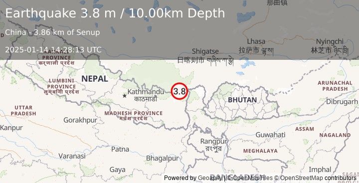 Earthquake NEPAL (3.8 m) (2025-01-14 14:28:13 UTC)