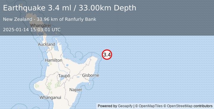 Earthquake OFF E. COAST OF N. ISLAND, N.Z. (3.4 ml) (2025-01-14 15:03:01 UTC)